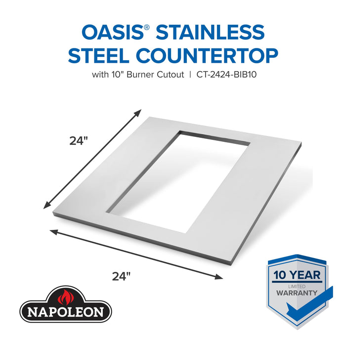 Napoleon Napoleon OASIS 24" x 24" Stainless Steel Countertop (10" Burner Cutout) - CT-2424-BIB10 CT-2424-BIB10 Barbecue Finished - Gas