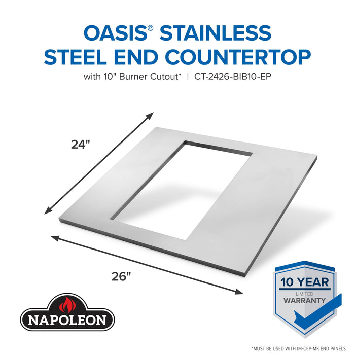 Napoleon Napoleon OASIS 24" x 26" Stainless Steel Countertop (10" Burner Cutout) - CT-2426-BIB10-EP CT-2426-BIB10-EP Barbecue Finished - Gas