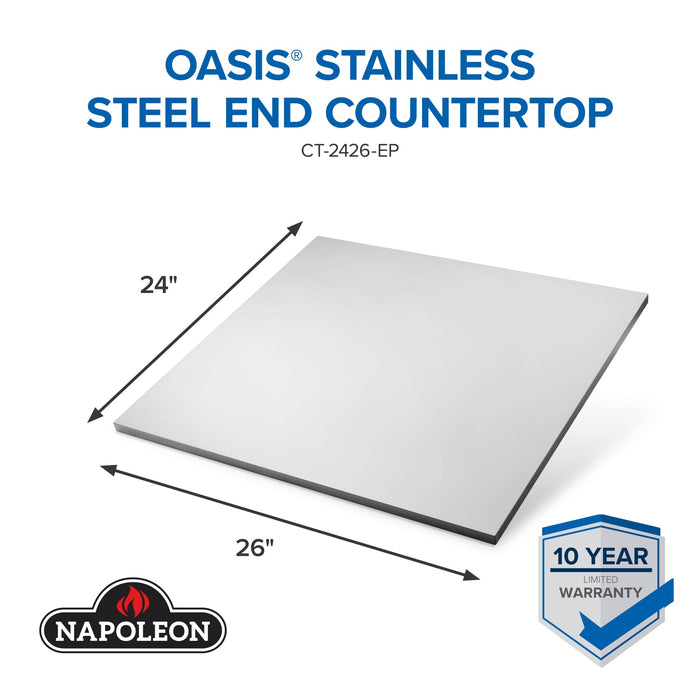 Napoleon Napoleon OASIS 24" x 26" Stainless Steel End Countertop - CT-2426-EP CT-2426-EP Barbecue Finished - Gas