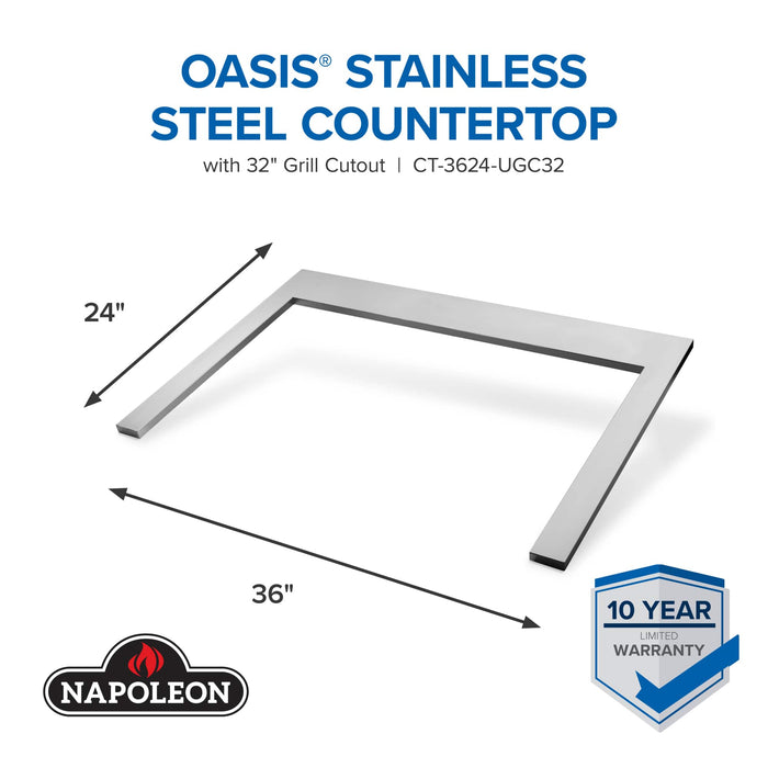 Napoleon Napoleon OASIS 36" x 24" Stainless Steel Countertop (32" Grill Head) - CT-3624-UGC32 CT-3624-UGC32 Barbecue Finished - Gas