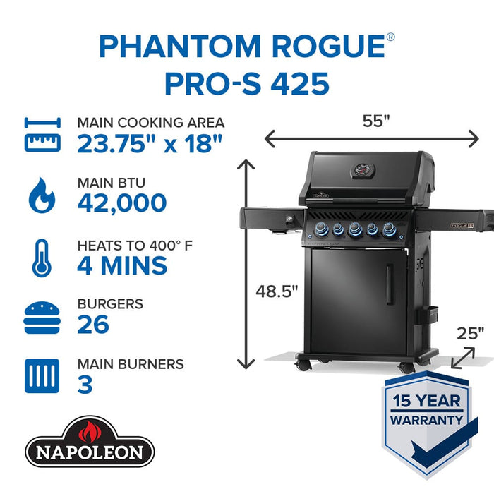 Napoleon Napoleon PHANTOM Rogue PRO-S 425 RSIB Gas Grill - RPS425RSIB-2-PHM Barbecue Finished - Gas