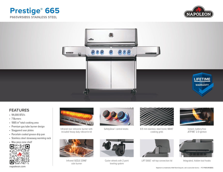 Napoleon Napoleon Prestige 665 RSIB Gas Grill (Stainless Steel) - P665VRSIB Barbecue Finished - Gas