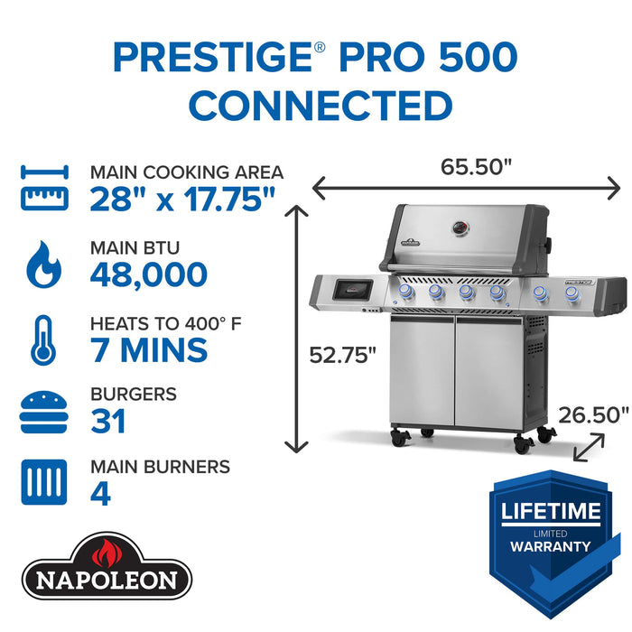 Napoleon Napoleon Prestige PRO 500 Natural Gas Grill with Smart Technology - PRO500VXRSIBSS Barbecue Finished - Gas
