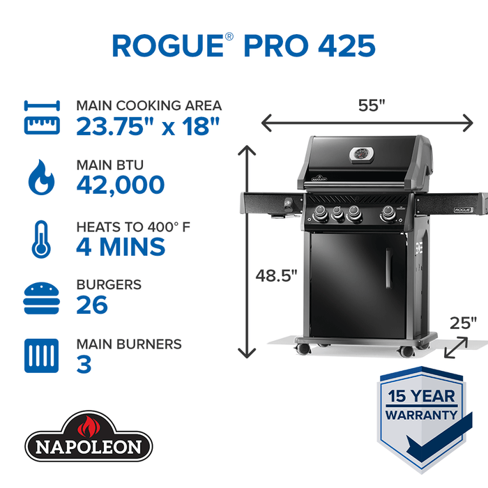 Napoleon Napoleon Rogue PRO 425 SIB Gas Grill (Black) RP425SIBK-2 Barbecue Finished - Gas