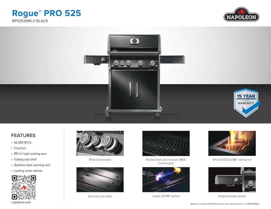 Napoleon Napoleon Rogue PRO 525 SIB Gas Grill (Black) - RP525SIBK-2 Barbecue Finished - Gas