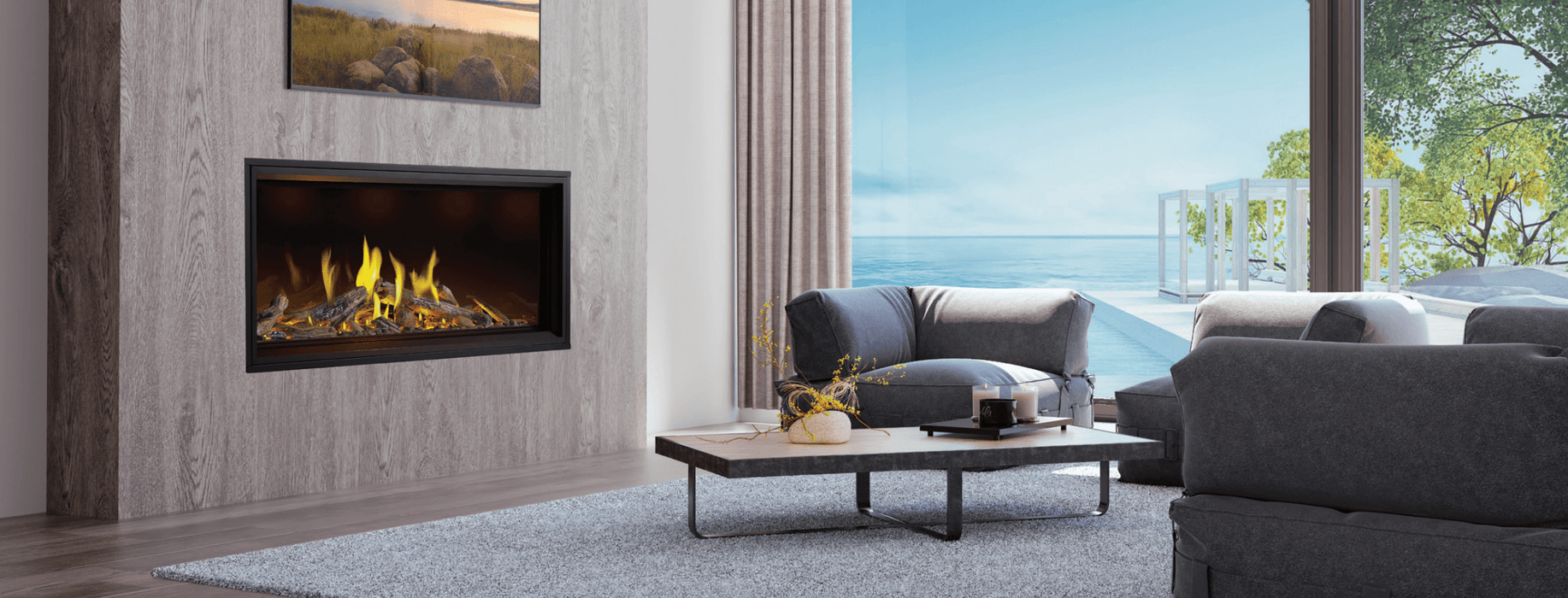 Napoleon Napoleon Tall Linear Vector 62 with Luminous Logs TLV62LN Fireplace Finished - Gas