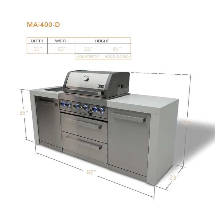 Northwinds Marketing Mont Alpi 4 Burner Deluxe Island MAi400-D Barbecue Finished - Gas