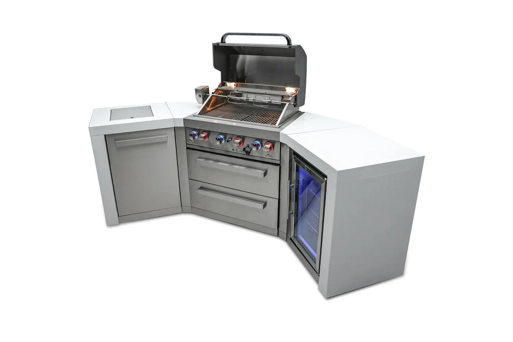 Northwinds Marketing Mont Alpi 4 Burner Deluxe Island with 45 Degree Corners and a Fridge Cabinet MAi400-D45FC Barbecue Finished - Gas