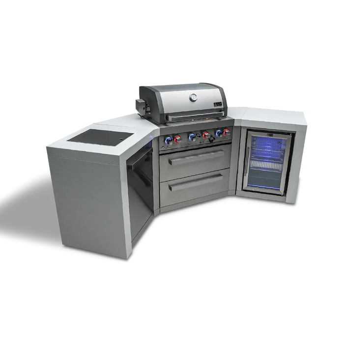 Northwinds Marketing Mont Alpi 4 Burner Deluxe Island with 45 Degree Corners and a Fridge Cabinet MAi400-D45FC Barbecue Finished - Gas