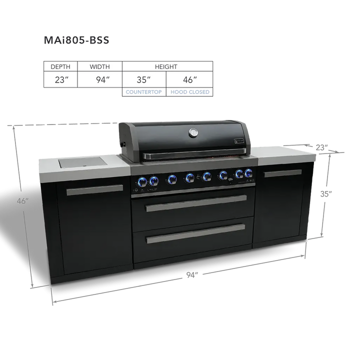 Northwinds Marketing Mont Alpi 805 Black Stainless Steel Island MAi805-BSS Barbecue Finished - Gas