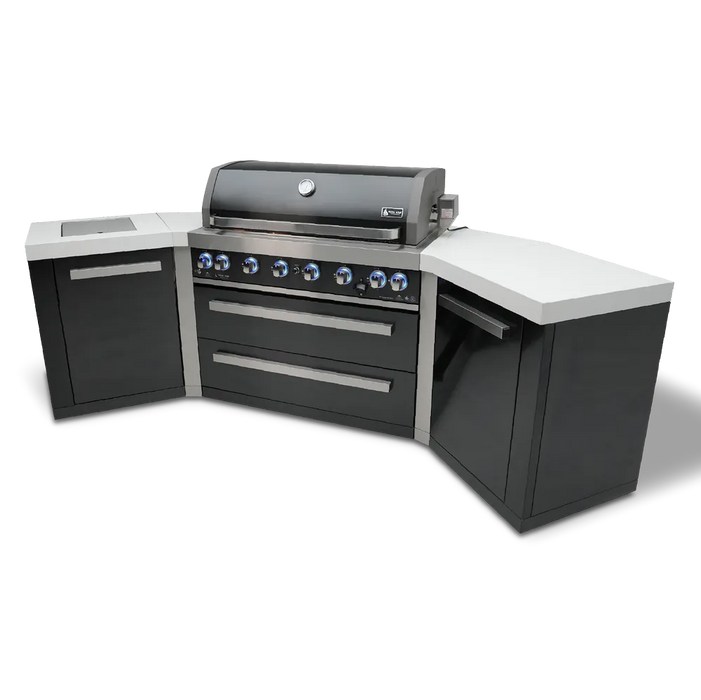 Northwinds Marketing Mont Alpi 805 Black Stainless Steel Island with 45 Degree Corners MAi805-BSS45 Barbecue Finished - Gas