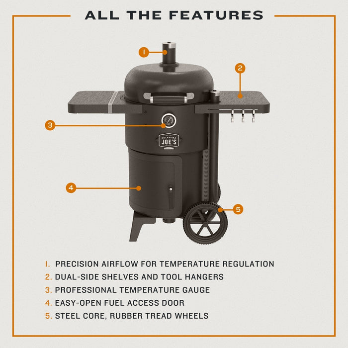 Oklahoma Joe Oklahoma Joe Bronco Drum Smoker & Grill 25203121 Barbecue Finished - Charcoal 099143031217