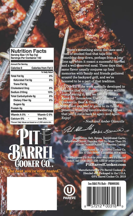 Pit Barrel Pit Barrel Pit Rub (Beef & Game - 5 oz.) - PR0005BG PR0005BG Barbecue Accessories 857212003189
