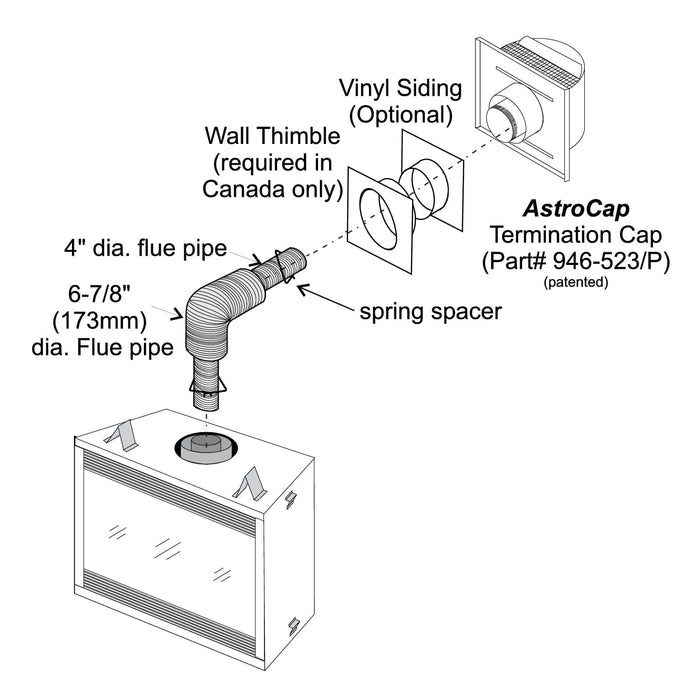 Regency Regency AstroCap Venting 10' Horizontal Termination Flex Kit (Gas Fireplaces 4" x 6-5/8") - 946-516 946-516 Fireplace Venting