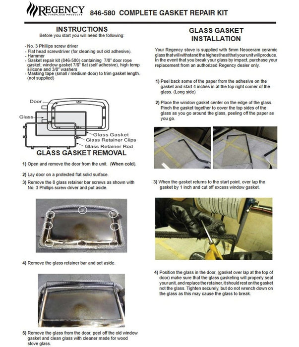 Regency Regency Wood Stove Window & Door Gasket Kit - 846-580 846-580 Fireplace Parts