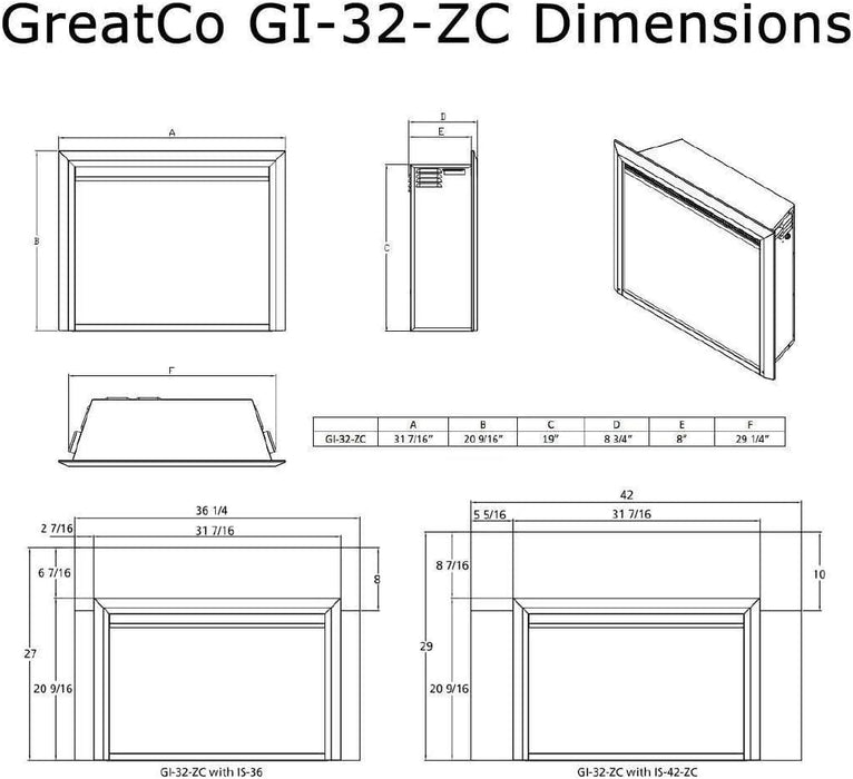 Simplifire Simplifire 32" Electric Insert Fireplace GI-32-ZC Fireplace Finished - Electric