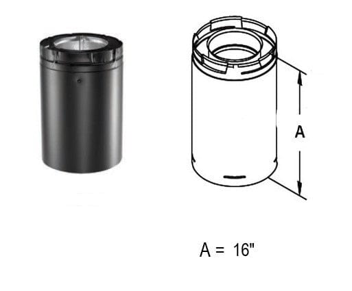 Simpson Duravent DuraVent 4x6 Diameter 16" Pipe Extension (Black) - 46DVA-16AB 46DVA-16AB-POW Fireplace Venting 662492493816