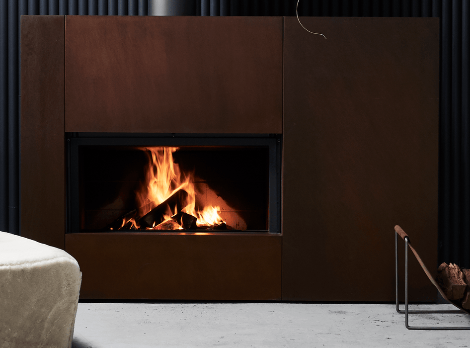 Stuv America Inc. Stûv 21-Clad Wood-Burning Fireplace (21.2-105 SF2 Right Asymmetrical) Fireplace Finished - Wood