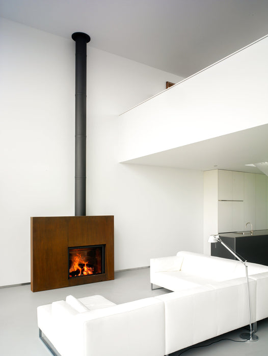 Stuv America Inc. Stûv 21-Clad Wood-Burning Fireplace (21.2-95 SF2 Left Asymmetrical) Fireplace Finished - Wood