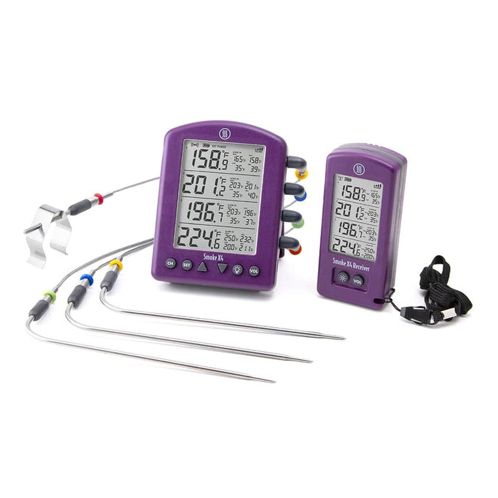 Thermoworks ThermoWorks Smoke X4 Long-Range Remote BBQ Alarm Thermometer Purple TX-1800-PR Barbecue Accessories