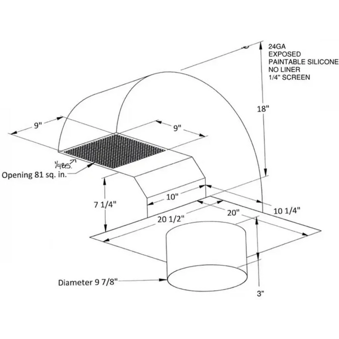Trade-Wind Trade-Wind 10" High Velocity Roof Cap (HVWC10) - 3BL-35-484WC 3BL-35-484WC Barbecue Parts 767459002848
