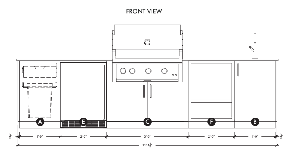 Urban Bonfire Urban Bonfire Breeze 36 Outdoor Kitchen Barbecue Finished - Gas