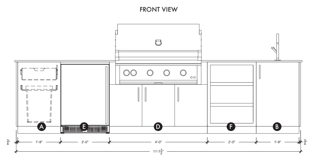 Urban Bonfire Urban Bonfire Breeze 42 Outdoor Kitchen Barbecue Finished - Gas