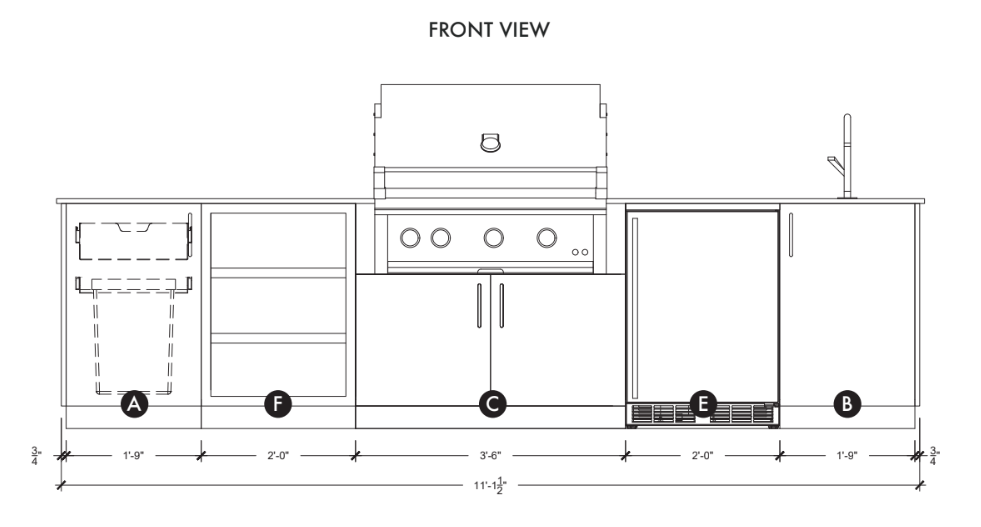 Urban Bonfire Urban Bonfire Cirrus 36 Outdoor Kitchen Barbecue Finished - Gas