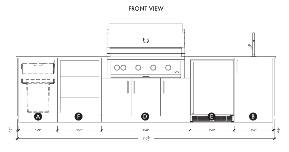 Urban Bonfire Urban Bonfire Cirrus 42 Outdoor Kitchen Barbecue Finished - Gas