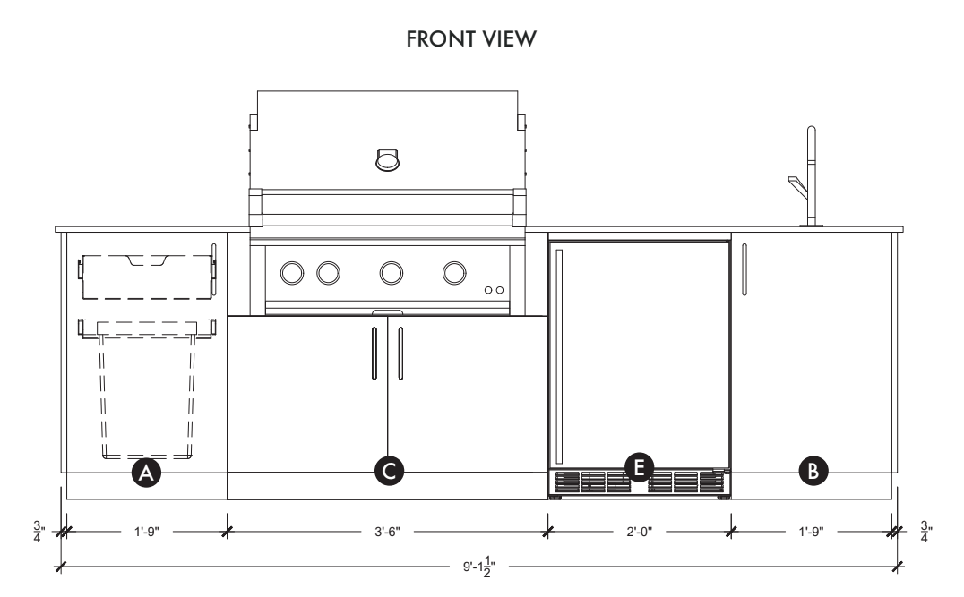 Urban Bonfire Urban Bonfire Cove 36 Outdoor Kitchen Barbecue Finished - Gas