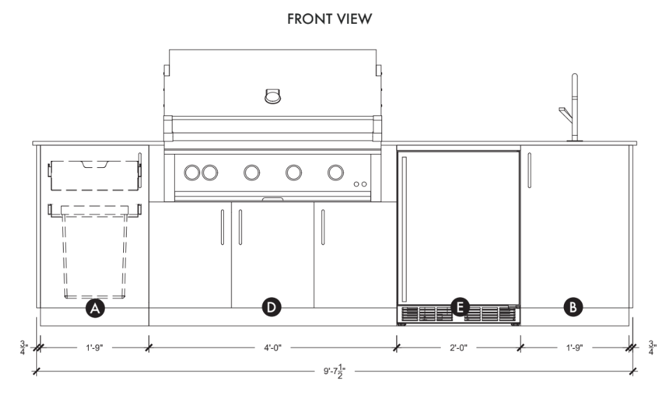 Urban Bonfire Urban Bonfire Cove 42 Outdoor Kitchen Barbecue Finished - Gas