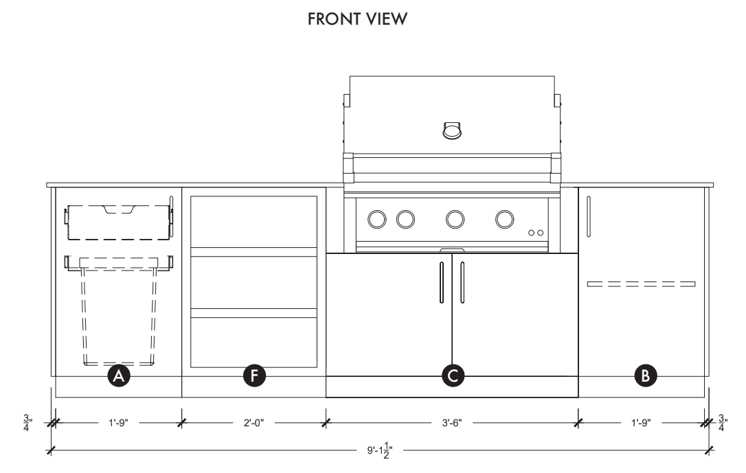 Urban Bonfire Urban Bonfire Dawn 36 Outdoor Kitchen Barbecue Finished - Gas