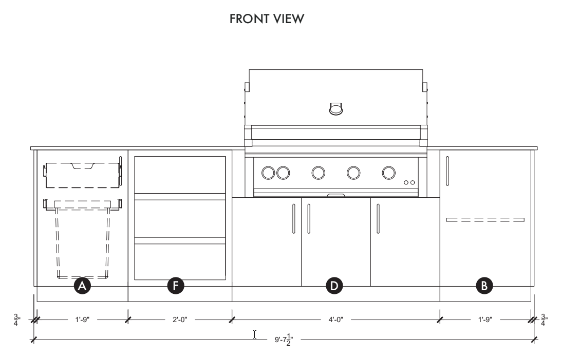 Urban Bonfire Urban Bonfire Dawn 42 Outdoor Kitchen Barbecue Finished - Gas