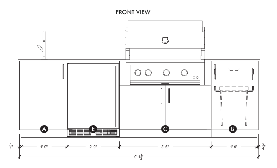 Urban Bonfire Urban Bonfire Dew 36 Outdoor Kitchen Barbecue Finished - Gas