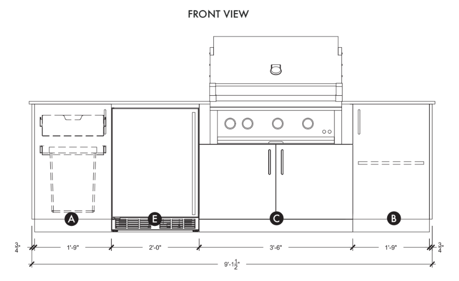 Urban Bonfire Urban Bonfire Dusk 36 Outdoor Kitchen Barbecue Finished - Gas