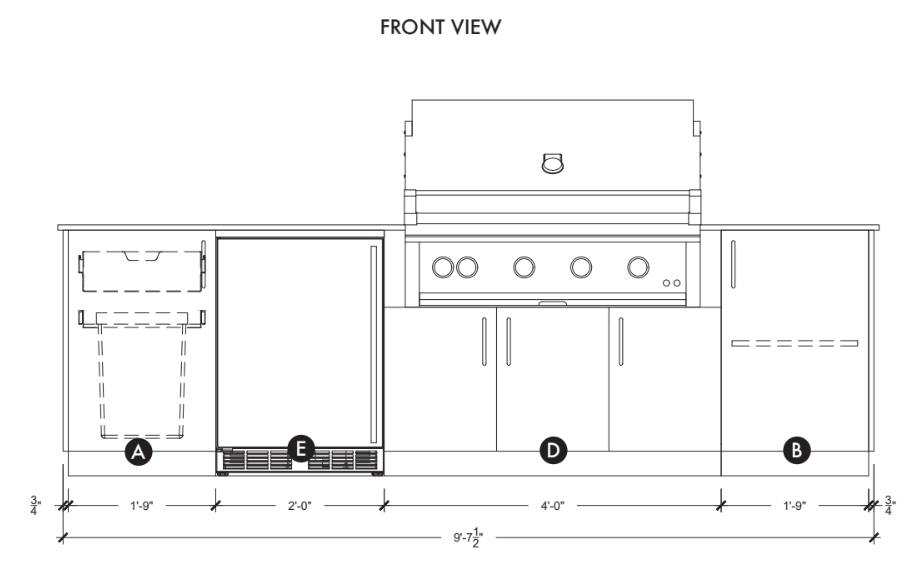 Urban Bonfire Urban Bonfire Dusk 42 Outdoor Kitchen Barbecue Finished - Gas