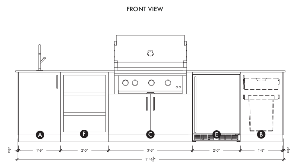 Urban Bonfire Urban Bonfire Eclipse 36 Outdoor Kitchen Barbecue Finished - Gas