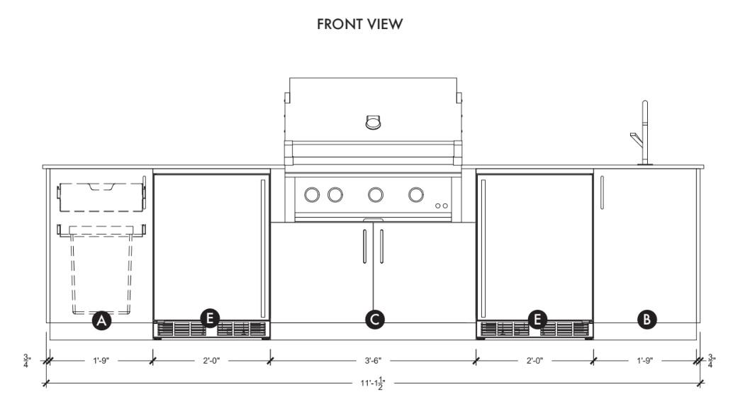 Urban Bonfire Urban Bonfire Fresco 36 Outdoor Kitchen Barbecue Finished - Gas
