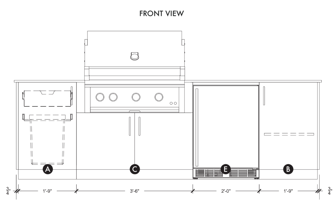 Urban Bonfire Urban Bonfire Horizon 36 Outdoor Kitchen Barbecue Finished - Gas