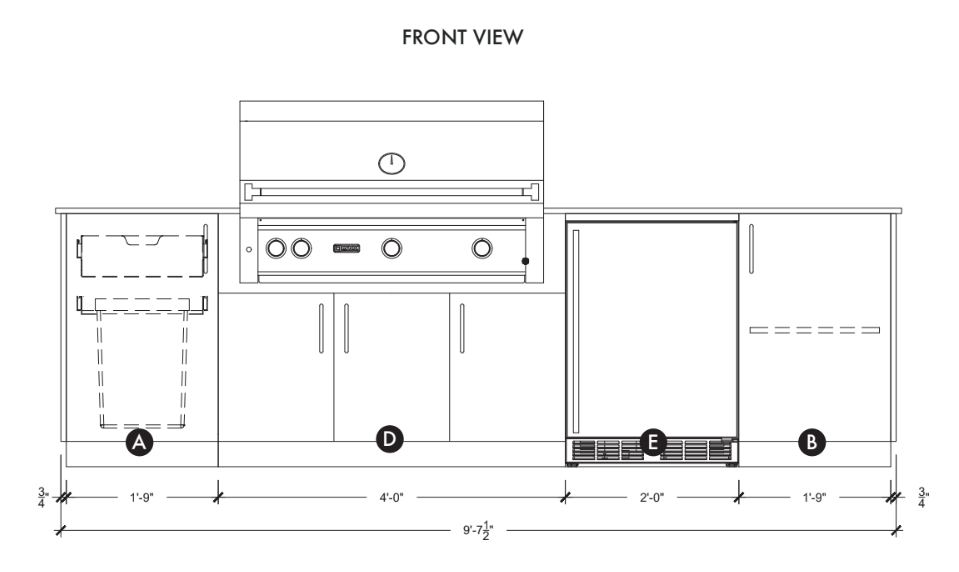 Urban Bonfire Urban Bonfire Horizon 42 Outdoor Kitchen Barbecue Finished - Gas