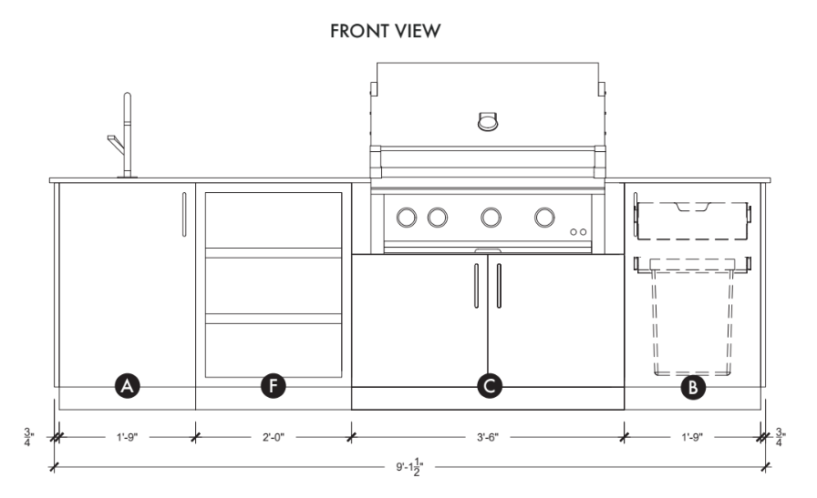 Urban Bonfire Urban Bonfire Meadow 36 Outdoor Kitchen Barbecue Finished - Gas
