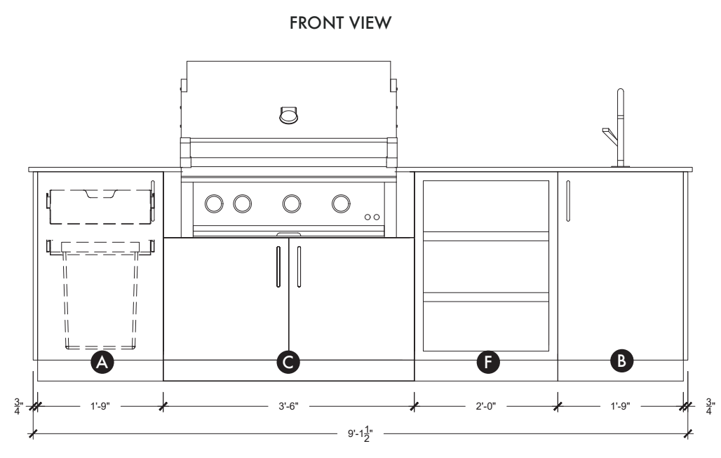 Urban Bonfire Urban Bonfire Mist 36 Outdoor Kitchen Barbecue Finished - Gas