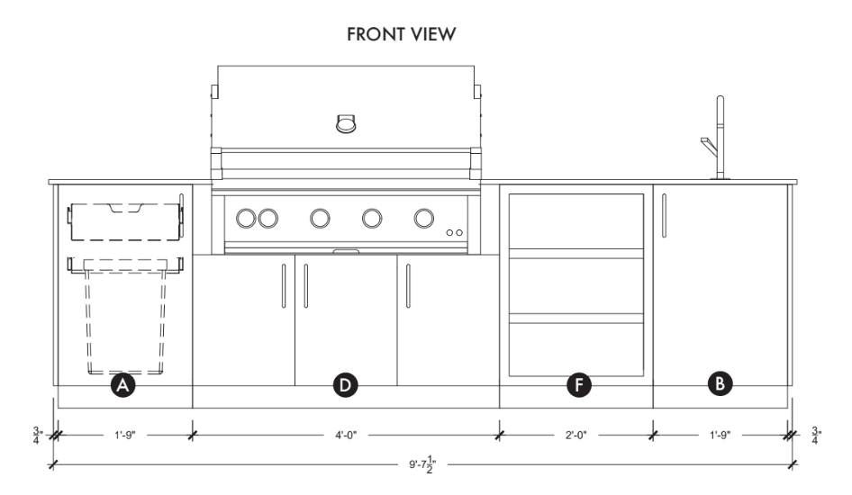 Urban Bonfire Urban Bonfire Mist 42 Outdoor Kitchen Barbecue Finished - Gas