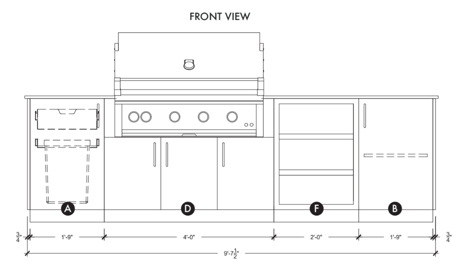 Urban Bonfire Urban Bonfire Prairie 42 Outdoor Kitchen Barbecue Finished - Gas