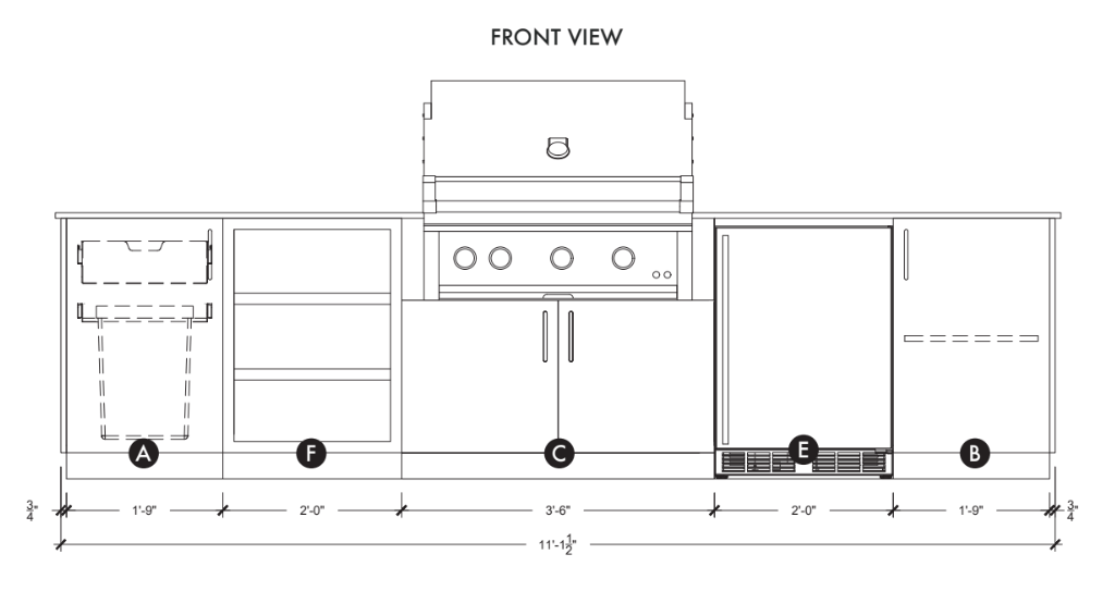 Urban Bonfire Urban Bonfire Ridge 36 Outdoor Kitchen Barbecue Finished - Gas