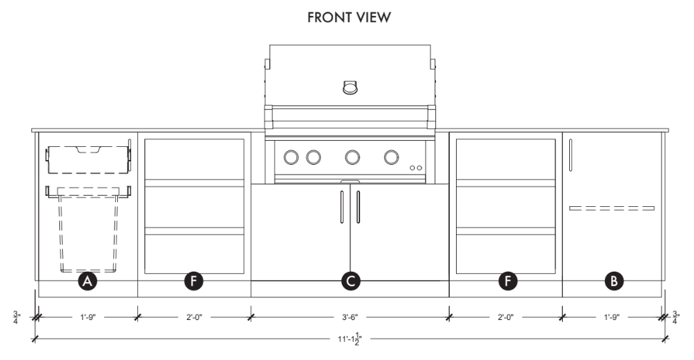 Urban Bonfire Urban Bonfire Savannah 36 Outdoor Kitchen Barbecue Finished - Gas