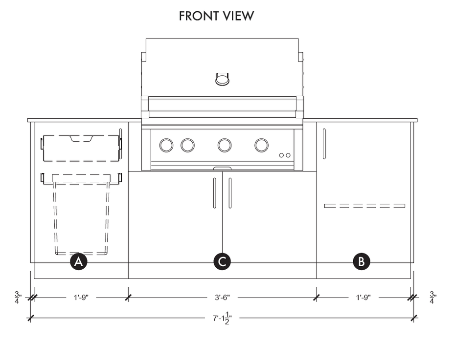 Urban Bonfire Urban Bonfire Sierra 36 Outdoor Kitchen Barbecue Finished - Gas
