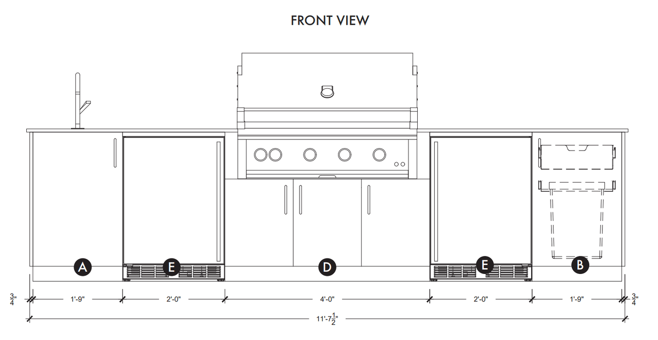 Urban Bonfire Urban Bonfire Soho 42 Outdoor Kitchen Barbecue Finished - Gas