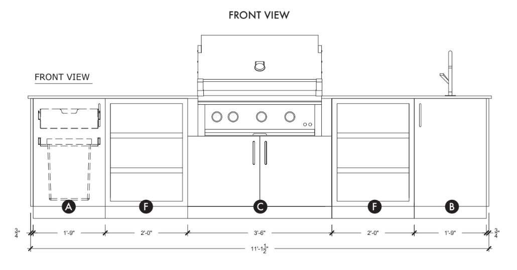 Urban Bonfire Urban Bonfire Stratus 36 Outdoor Kitchen Barbecue Finished - Gas