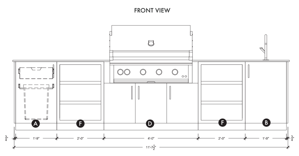 Urban Bonfire Urban Bonfire Stratus 42 Outdoor Kitchen Barbecue Finished - Gas
